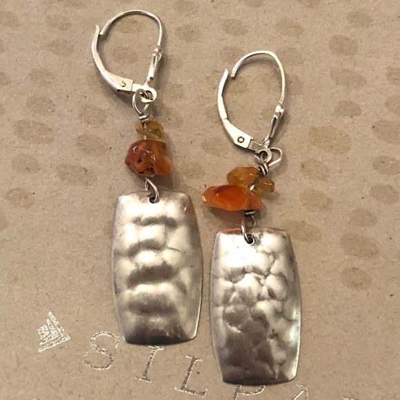 Rare Vintage Silpada Sterling Silver Citrine and Carnelian Stone Earrings W0887 - Picture 10 of 16